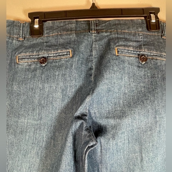 Theory Straight Wide Leg Flare Denim Trousers Jeans Womens 6 Blue Cotton Stretch - Picture 7 of 16